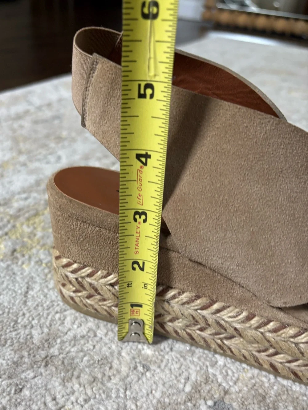 Aquatalia Jaida tan suede slingback espadrille wedge sandals